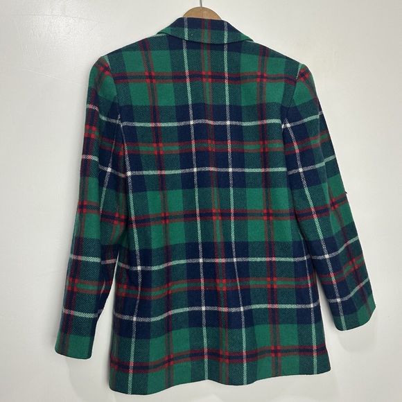 Vintage Pendleton 100% Virgin Wool Green Plaid Winter Plaid Wool Blazer Size 8 - Picture 9 of 11